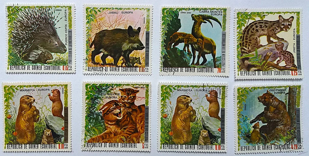 Sestava známek - Guinea Ecuatorial - divoká fauna