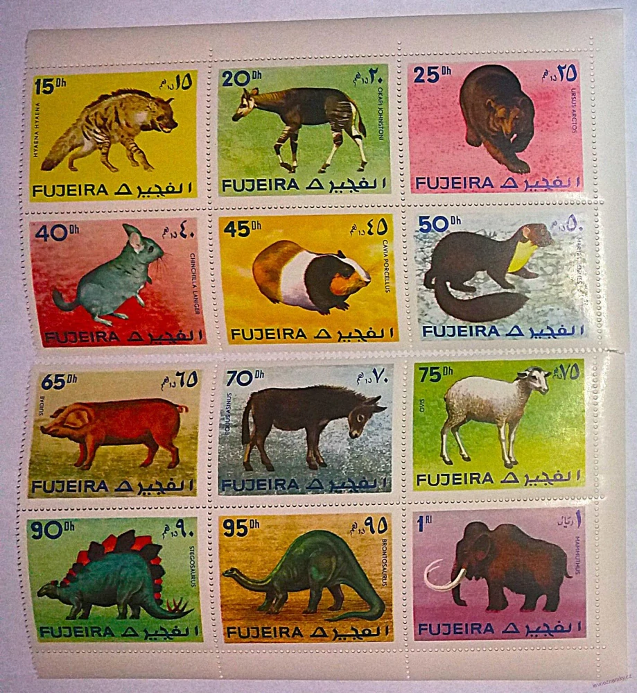 Sestava známek - Fujeira - fauna - čisté