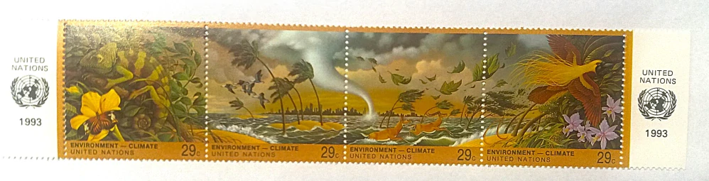Čtyřblok známek Nations Unies - fauna tornáda