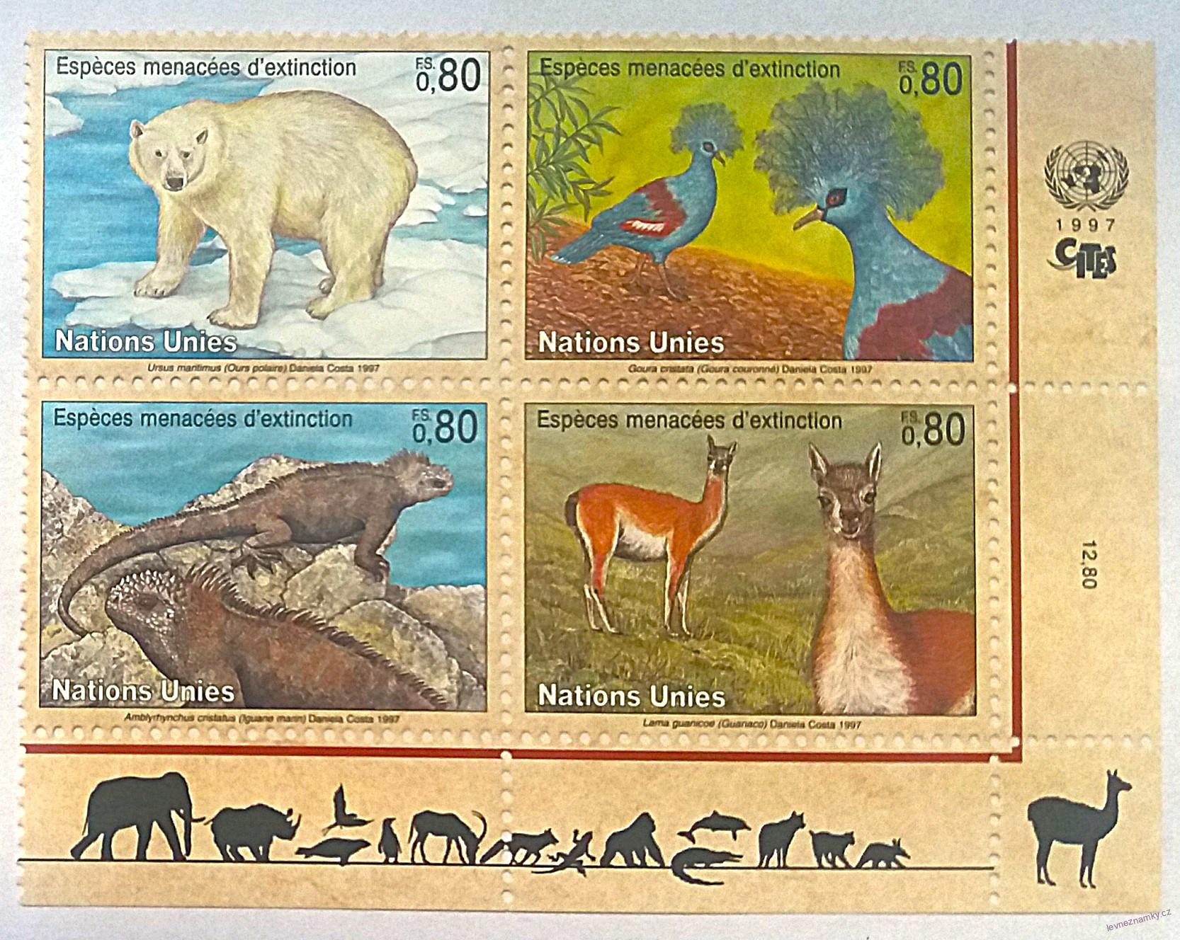 Čtyřblok známek - Nations Unies - fauna