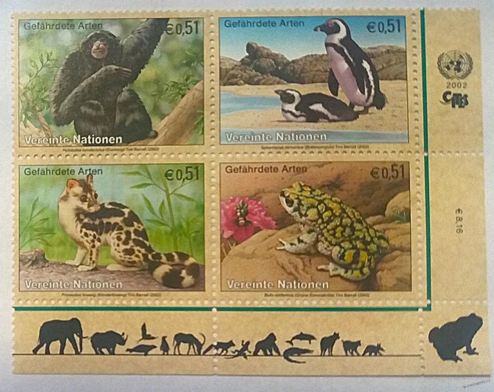Čtyřblok známek - Nations Unies - fauna