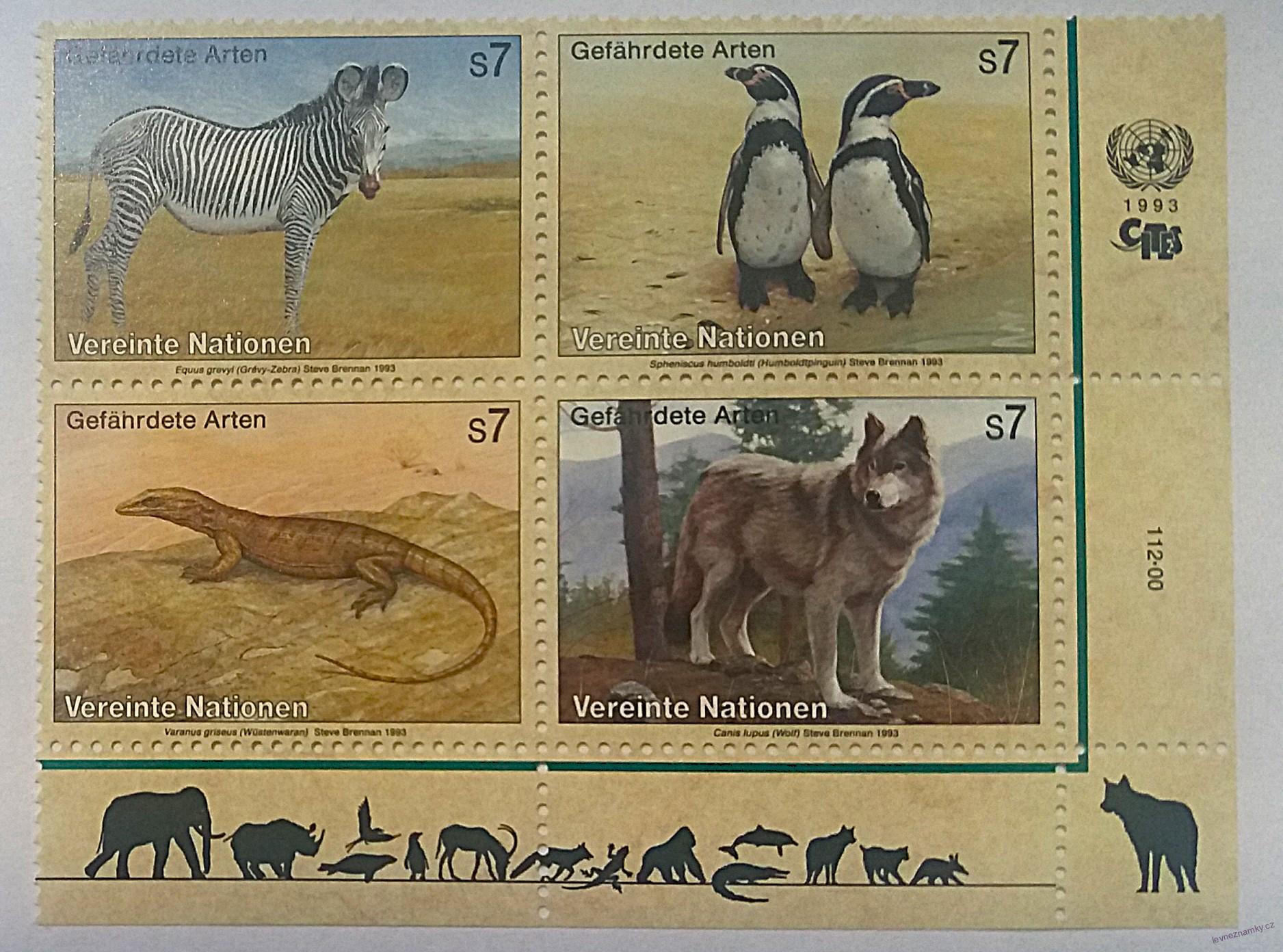 Čtyřblok známek - Nations Unies - fauna