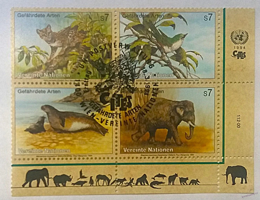 Čtyřblok známek Nations Unies - fauna