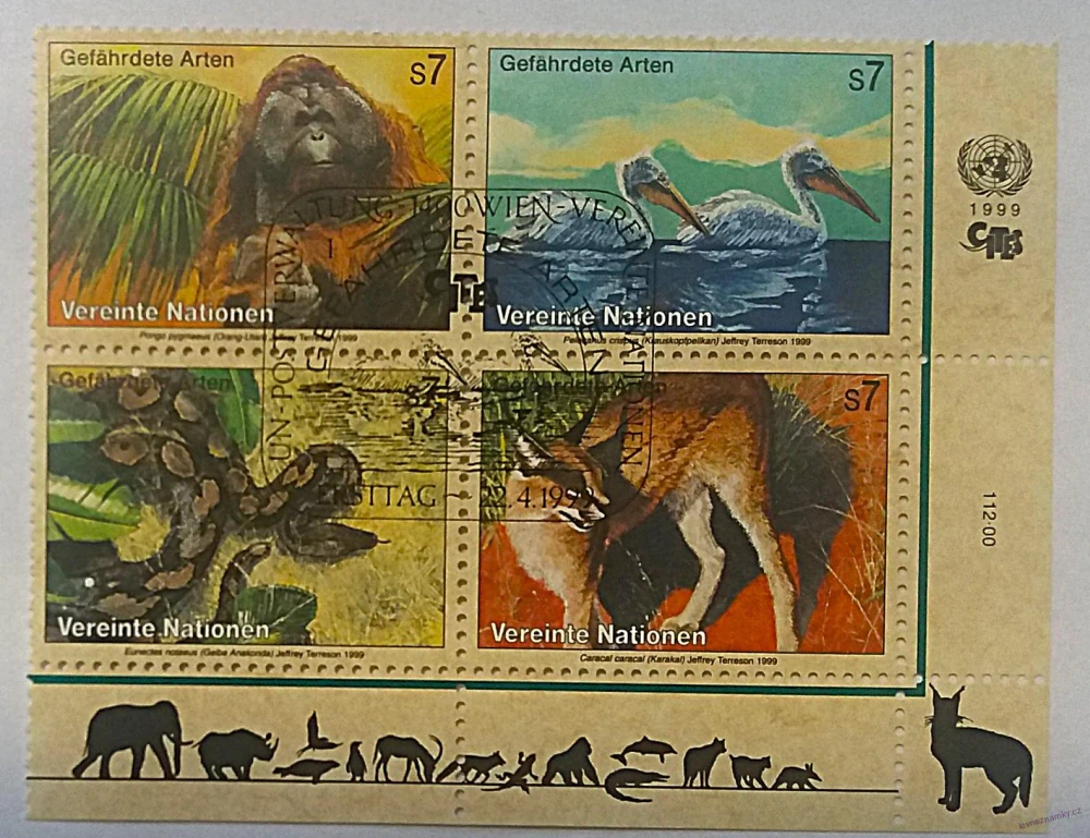 Čtyřblok známek - Nation Unies - fauna