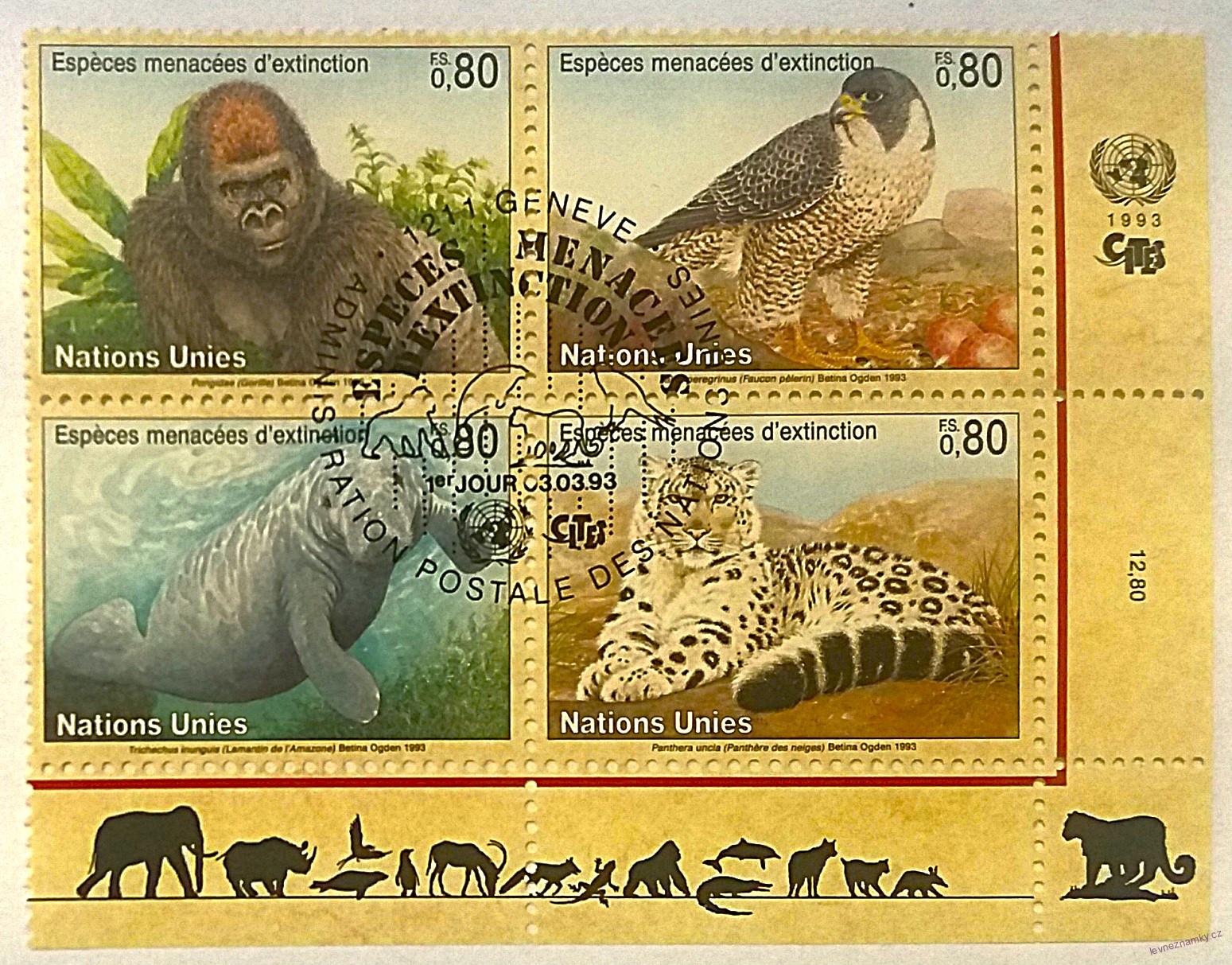 Čtyřblok známek - Nations Unies - fauna