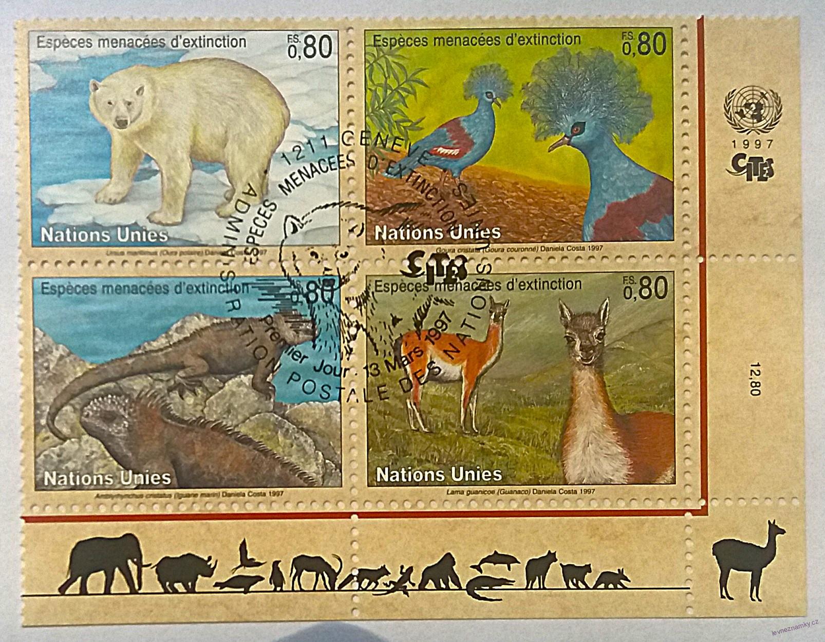 Čtyřblok známek - Nations Unies - fauna