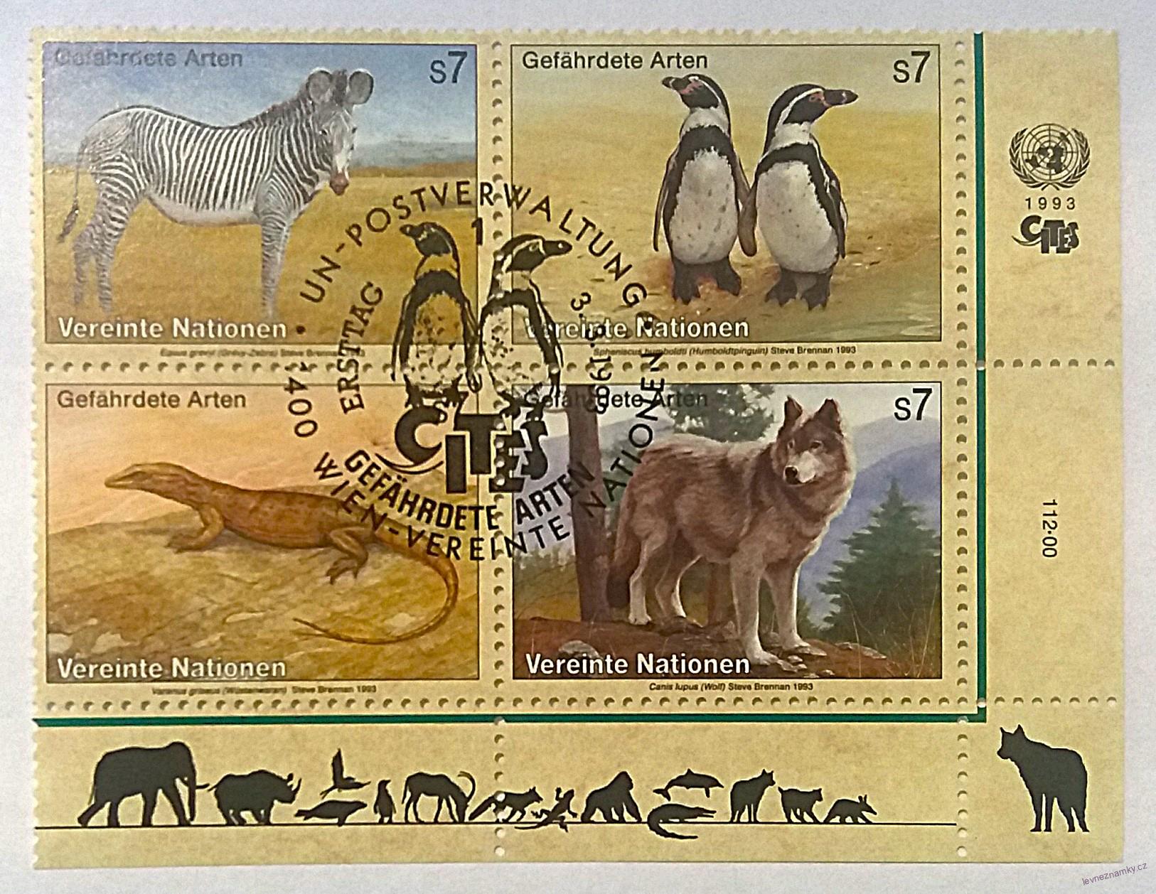 Čtyřblok známek - Nations Unies - fauna