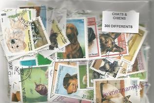 Balíček známek - psi a kočky - 300 ks