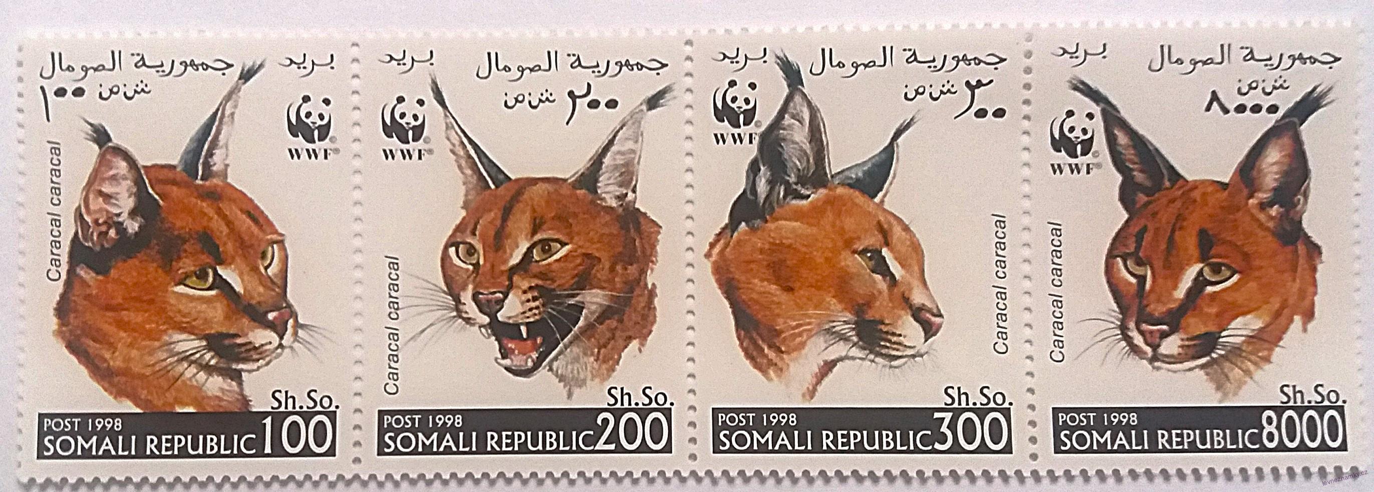 Sestava známek - Somali - divoké kočky WWF - čisté