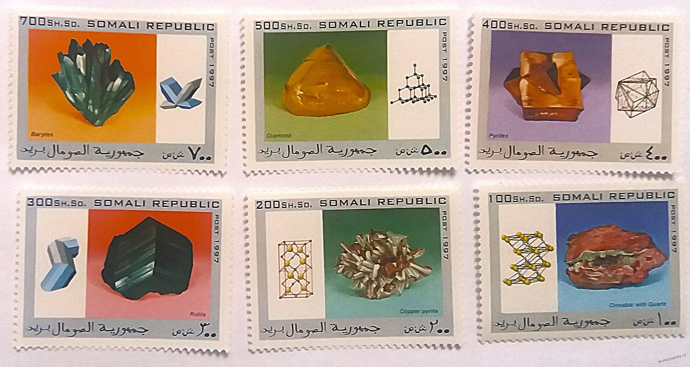 Sestava známek - Somali - minerály - čisté