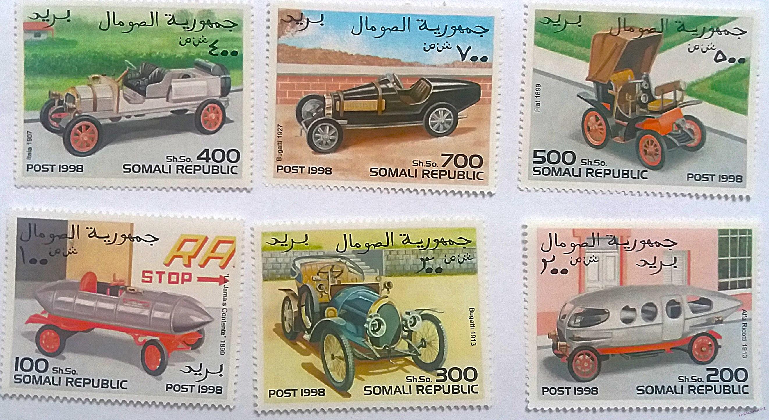 Sestava známek - Somali - auta - čisté