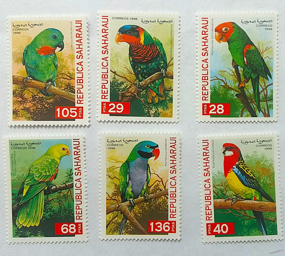 Sestava známek - Saharaui - papoušci
