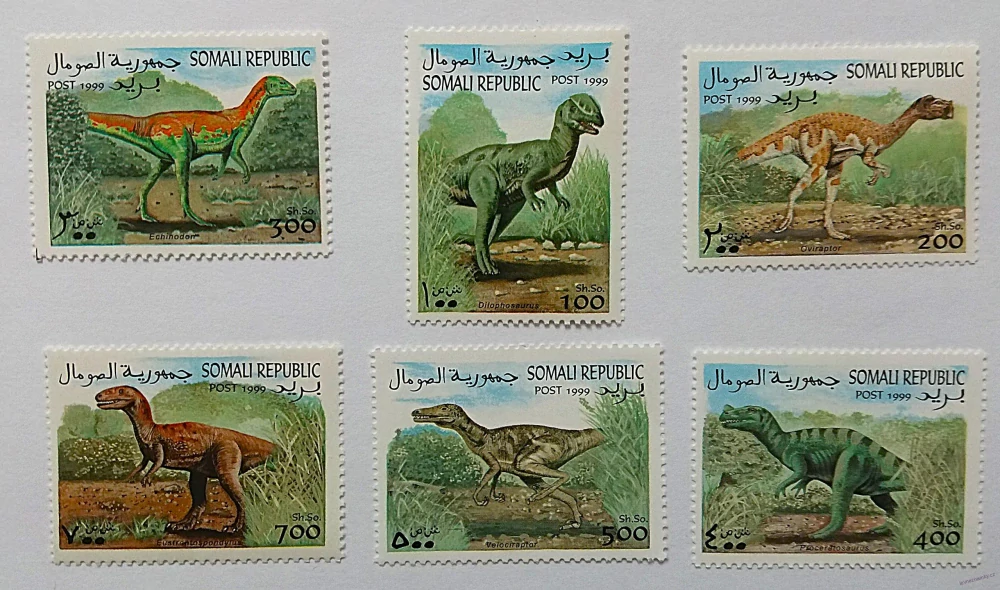Sestava známek - Somali - dinosauři - čisté