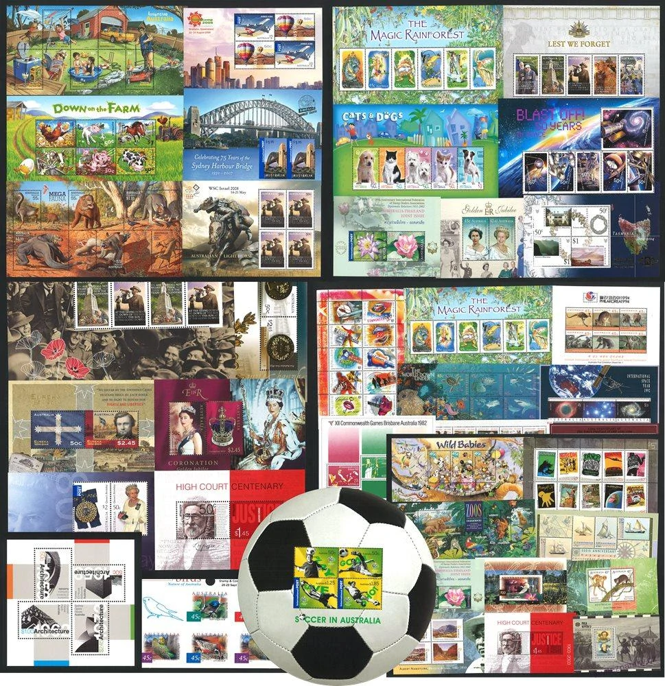 Aršíky známek - Austrálie 1982 - 2014 - 20 ks - čisté