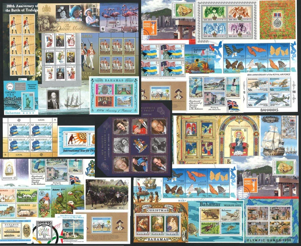 Aršíky známek - Bahamy 1981 - 2012 - 20 ks - čisté