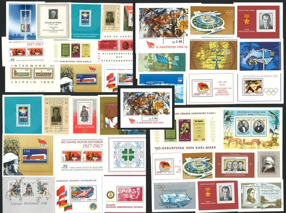 Aršíky známek - Východní Německo/NDR 1965 - 1989 - 20 ks - čisté