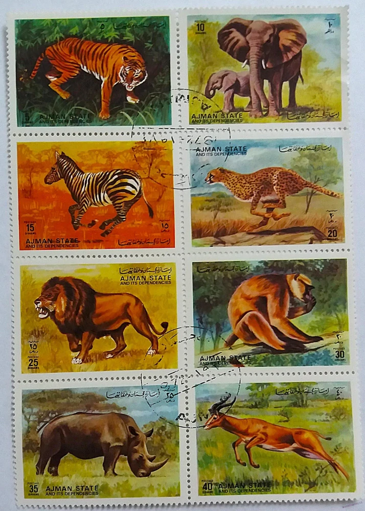 Sestava známek - Ajman - divoká fauna
