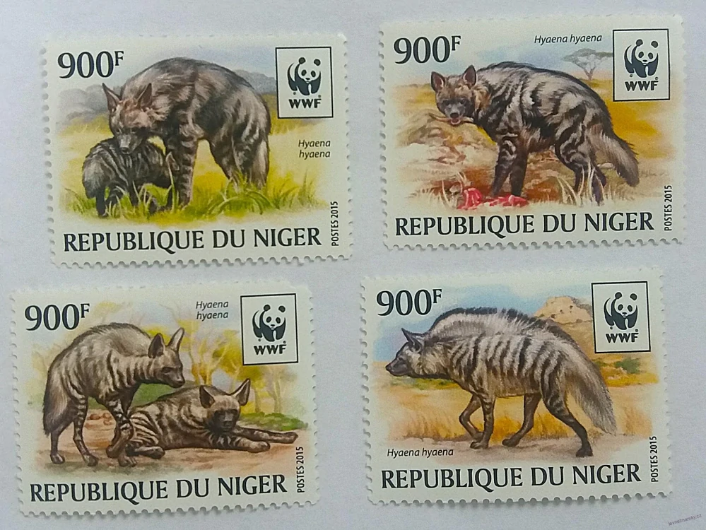 Sestava známek - Niger - hyeny WWF - čisté