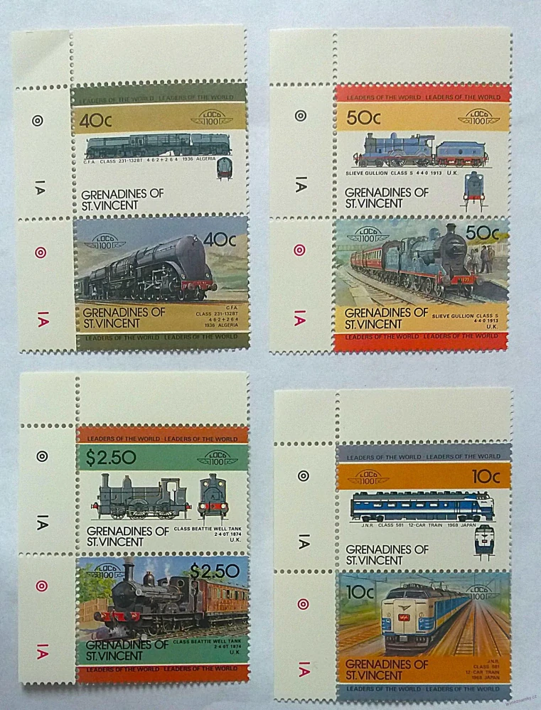 Sestava známek - Grenadines os St. Vincent - vlaky - čisté
