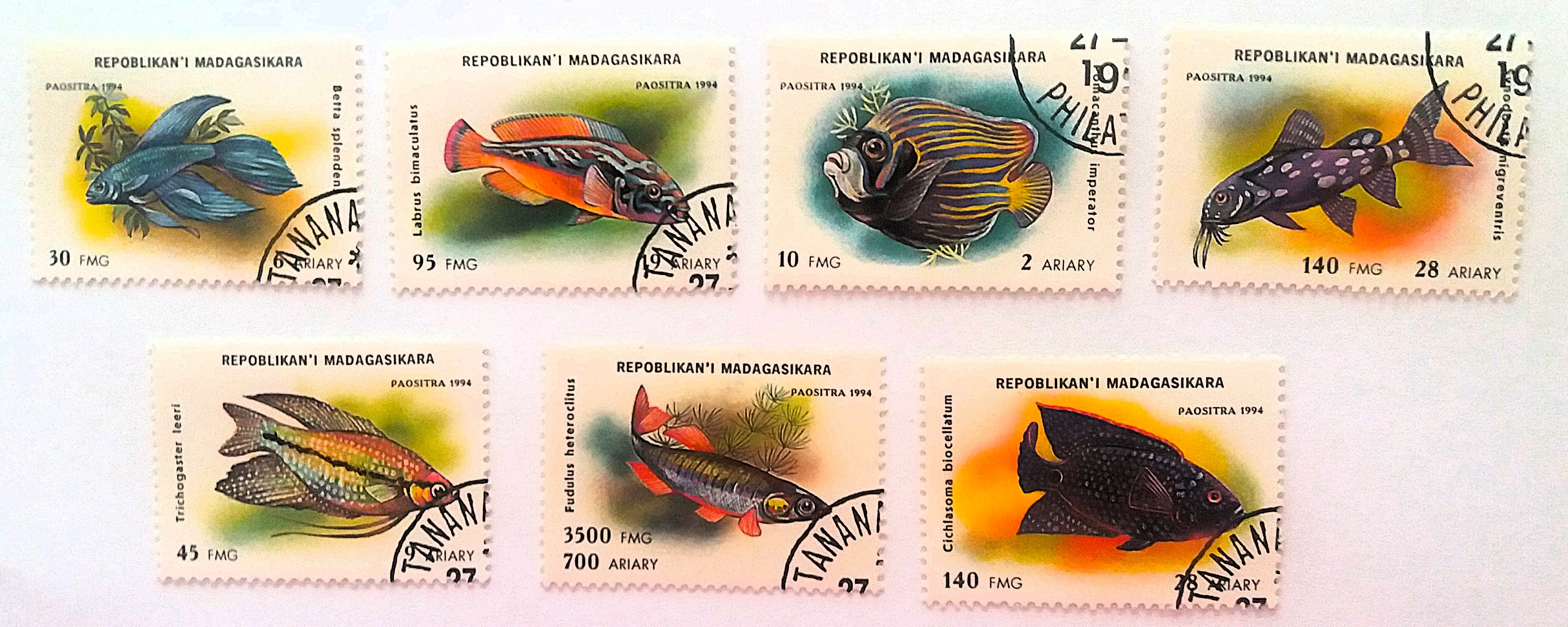 Sestava známek Madagasikara - ryby - ražené