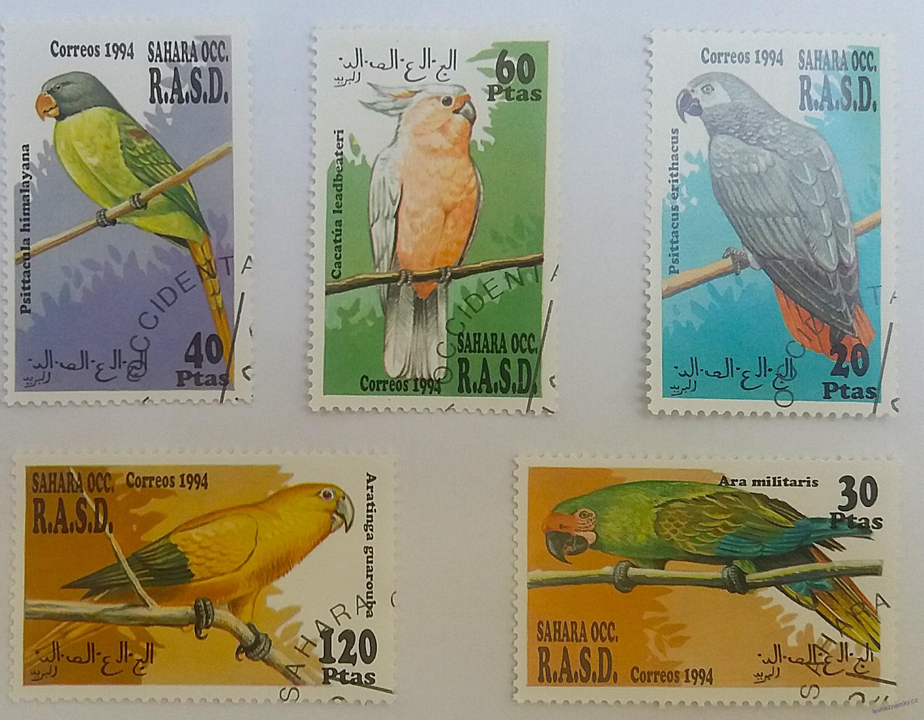 Sestava známek - Sahara - papoušci