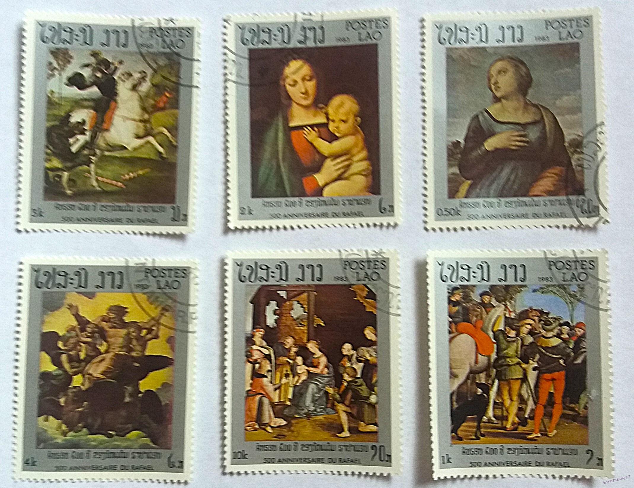 Sestava známek - Postes Lao - umění