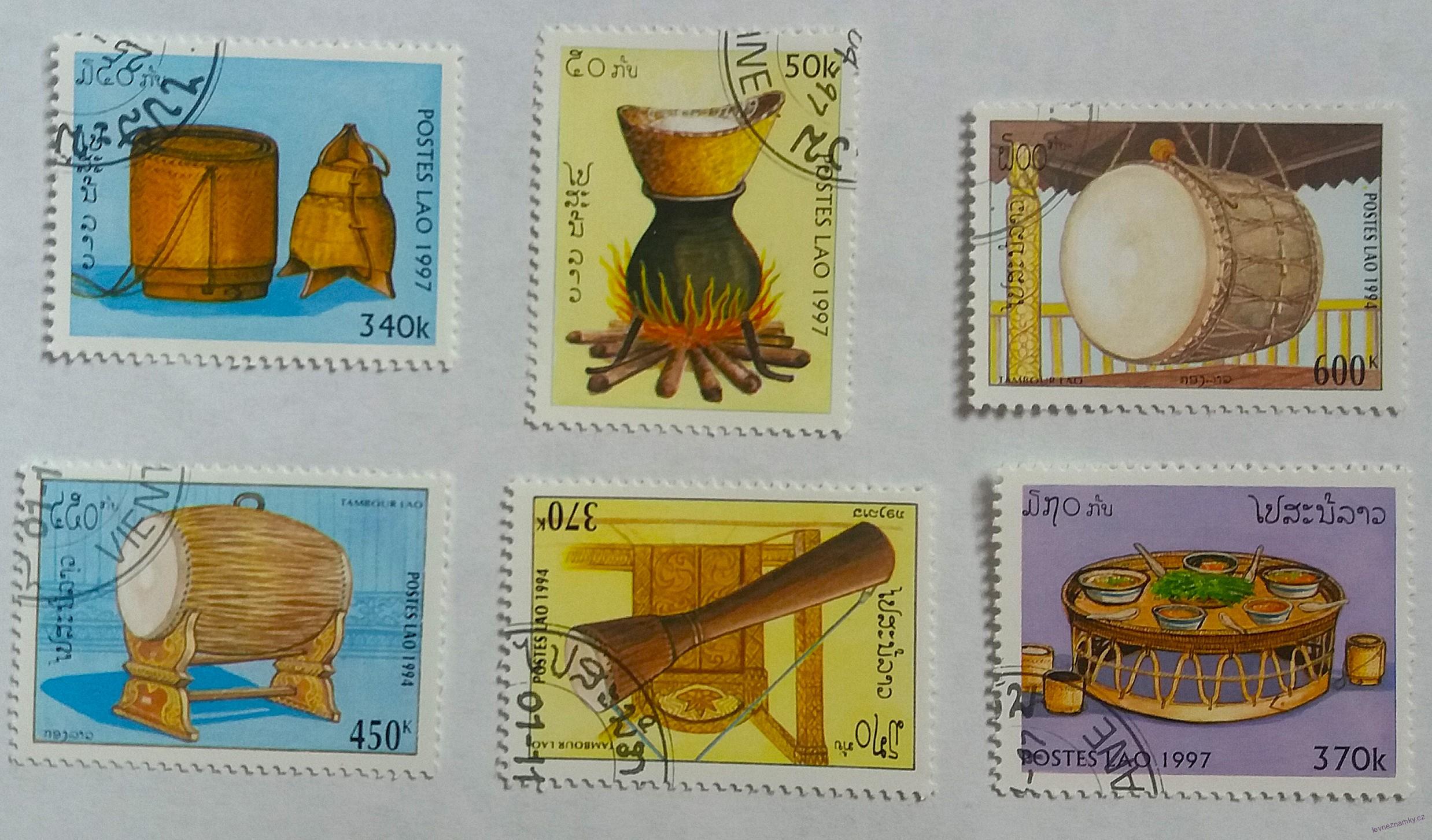 Sestava známek - Postes Lao - umění