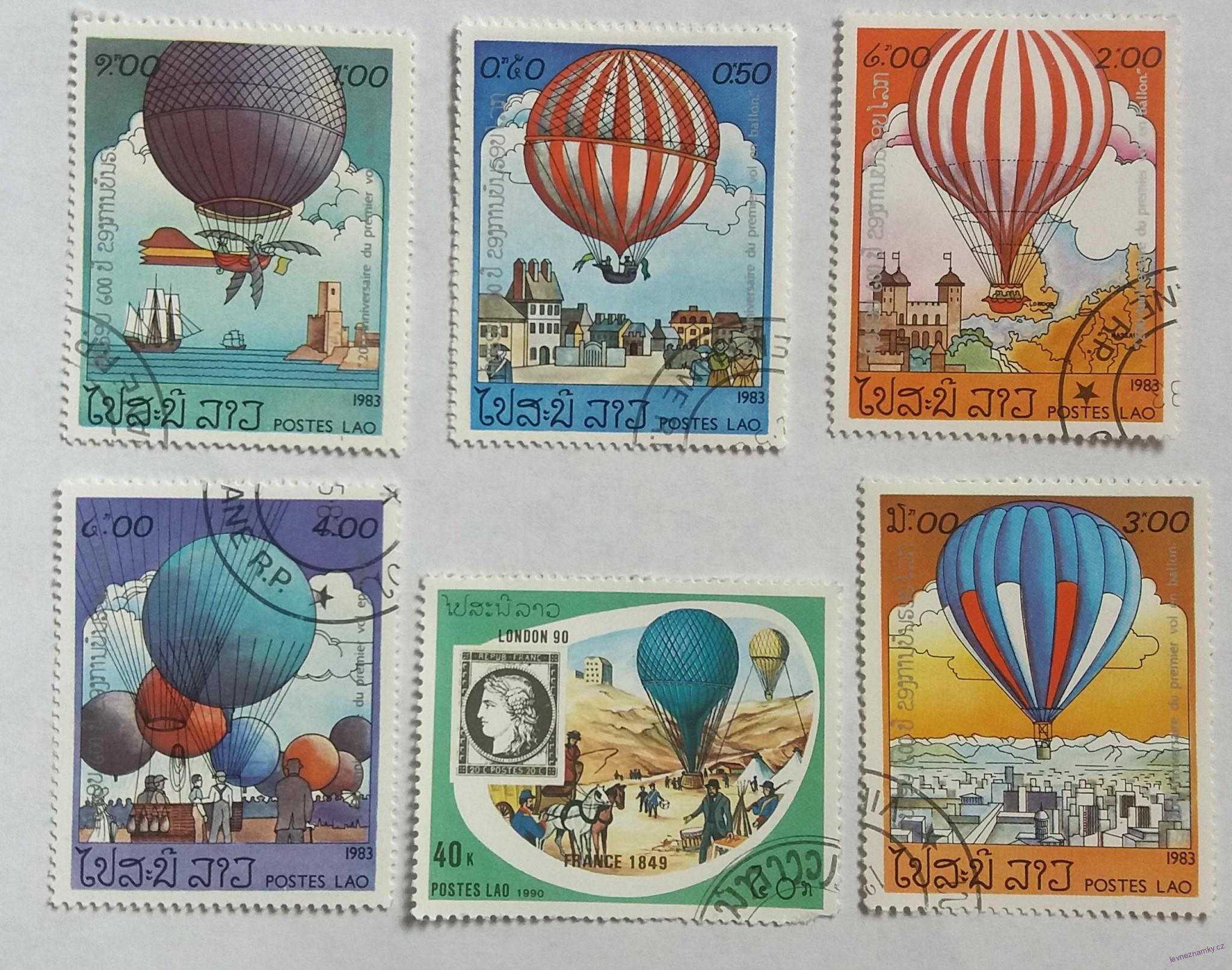 Sestava známek - Postes Lao - balóny