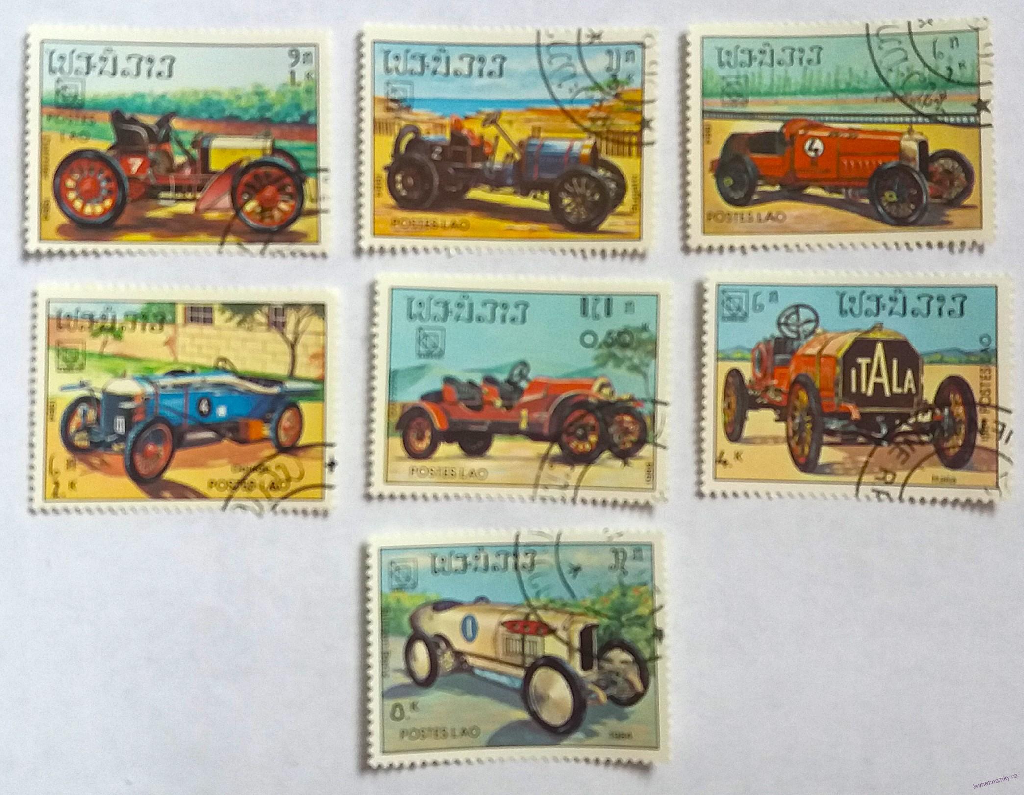 Sestava známek - Postes Lao - auta