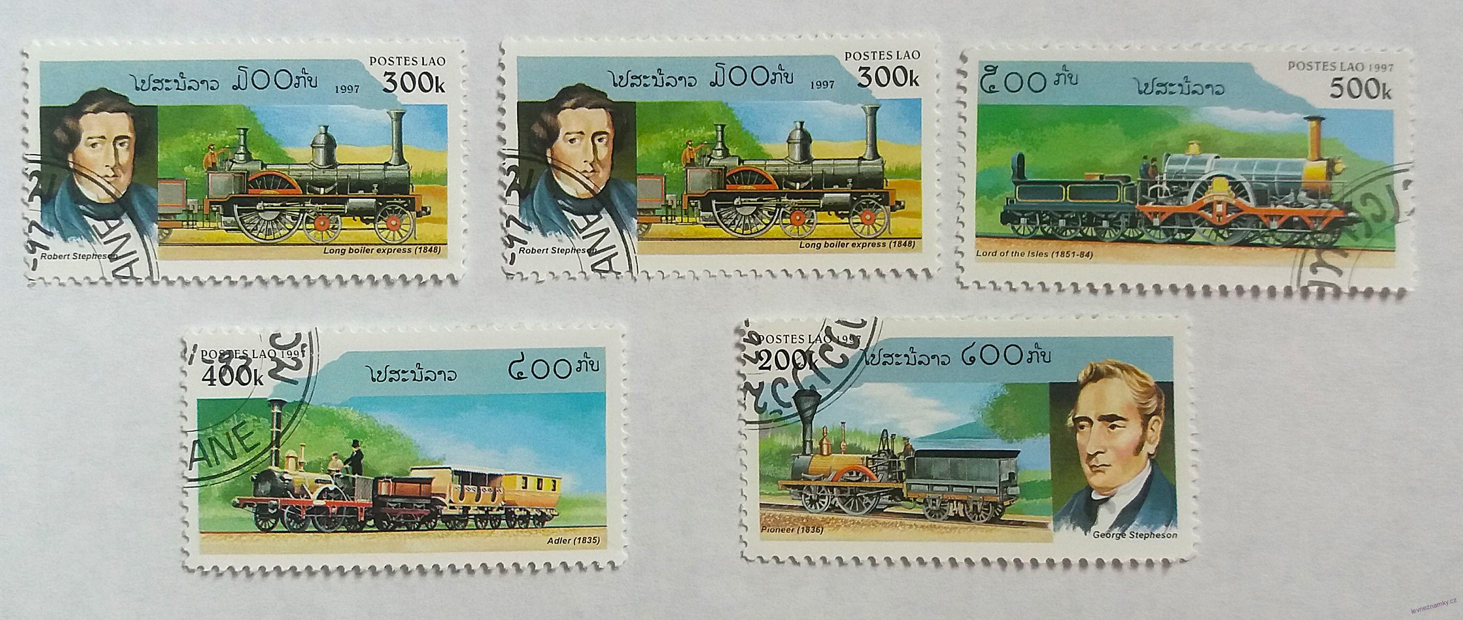 Sestava známek - Postes Lao - vlaky