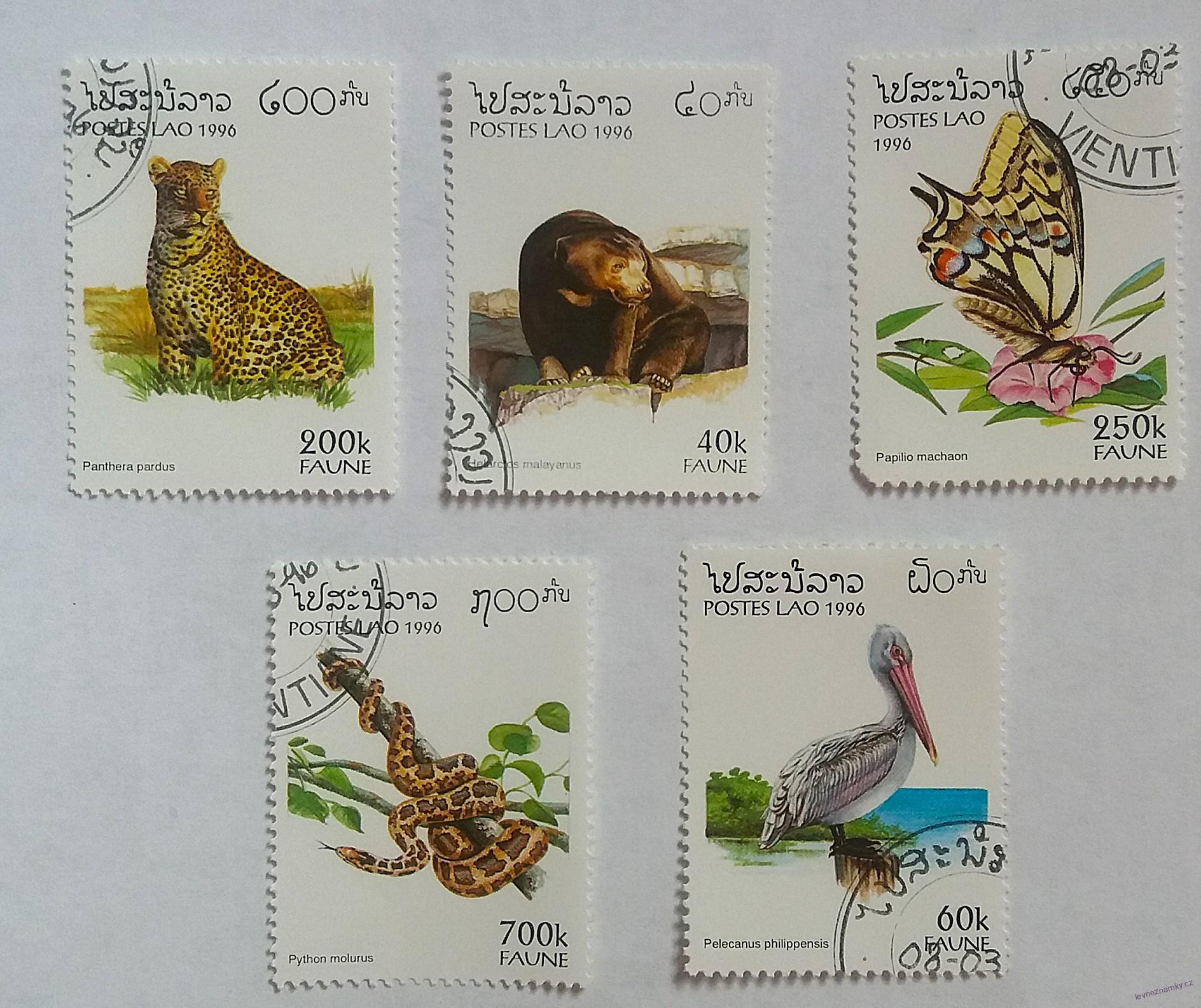 Sestava známek - Postes Lao - divoká fauna