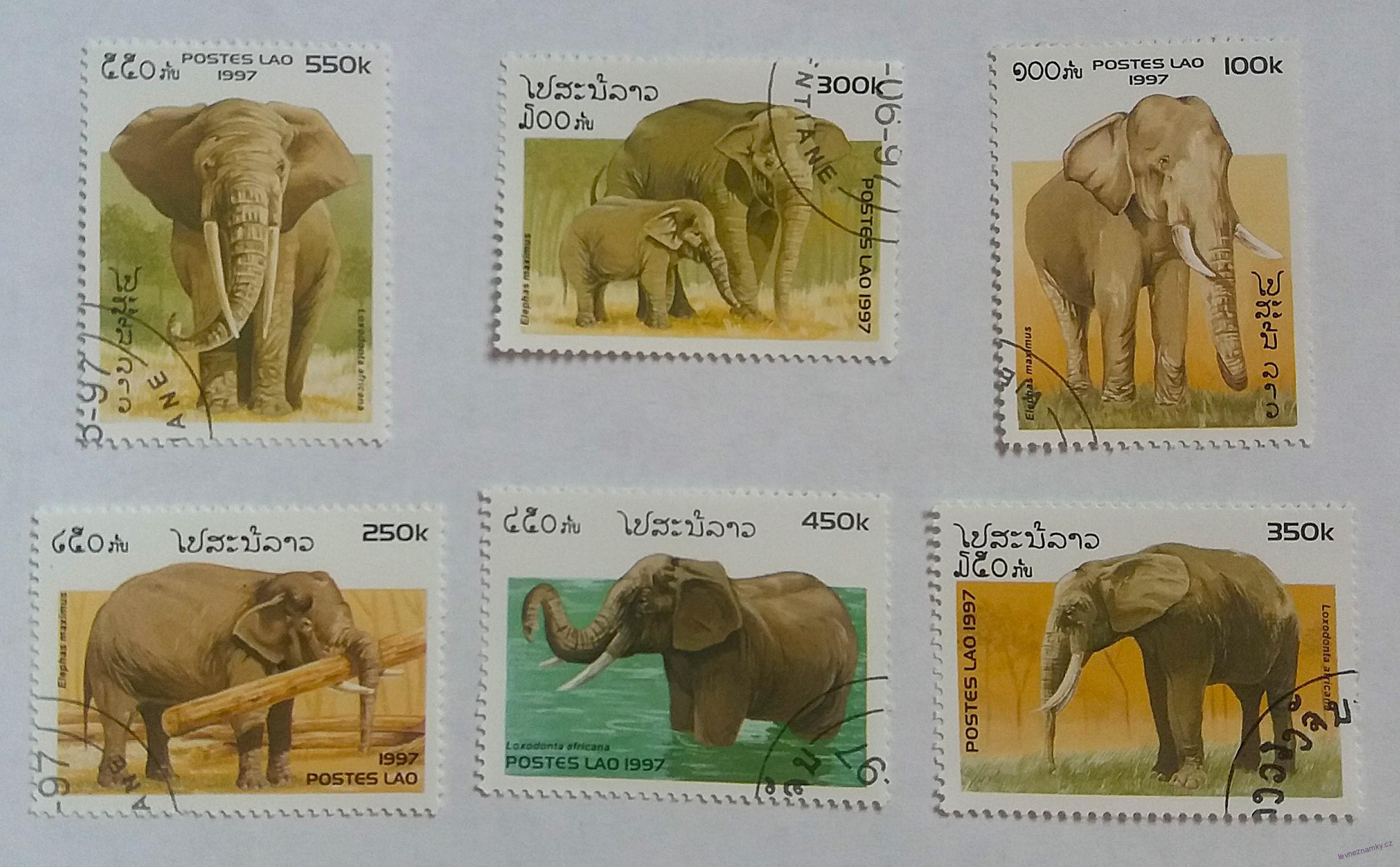 Sestava známek - Postes Lao - sloni