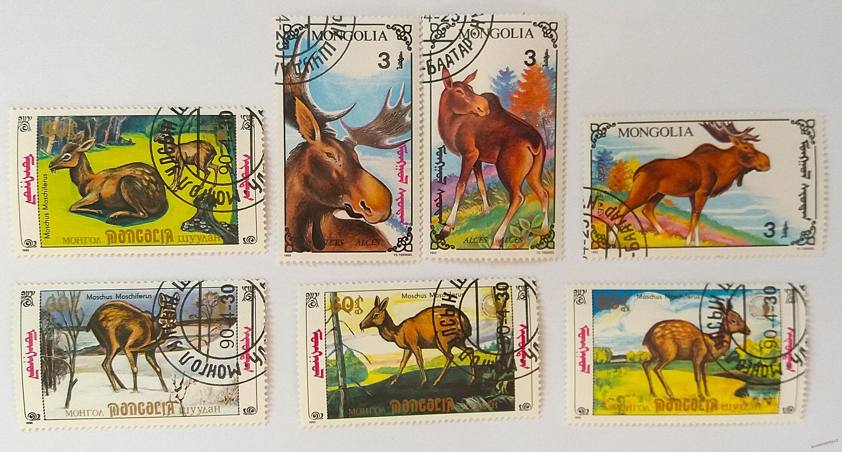 Sestava známek - Mongolia - divoká fauna