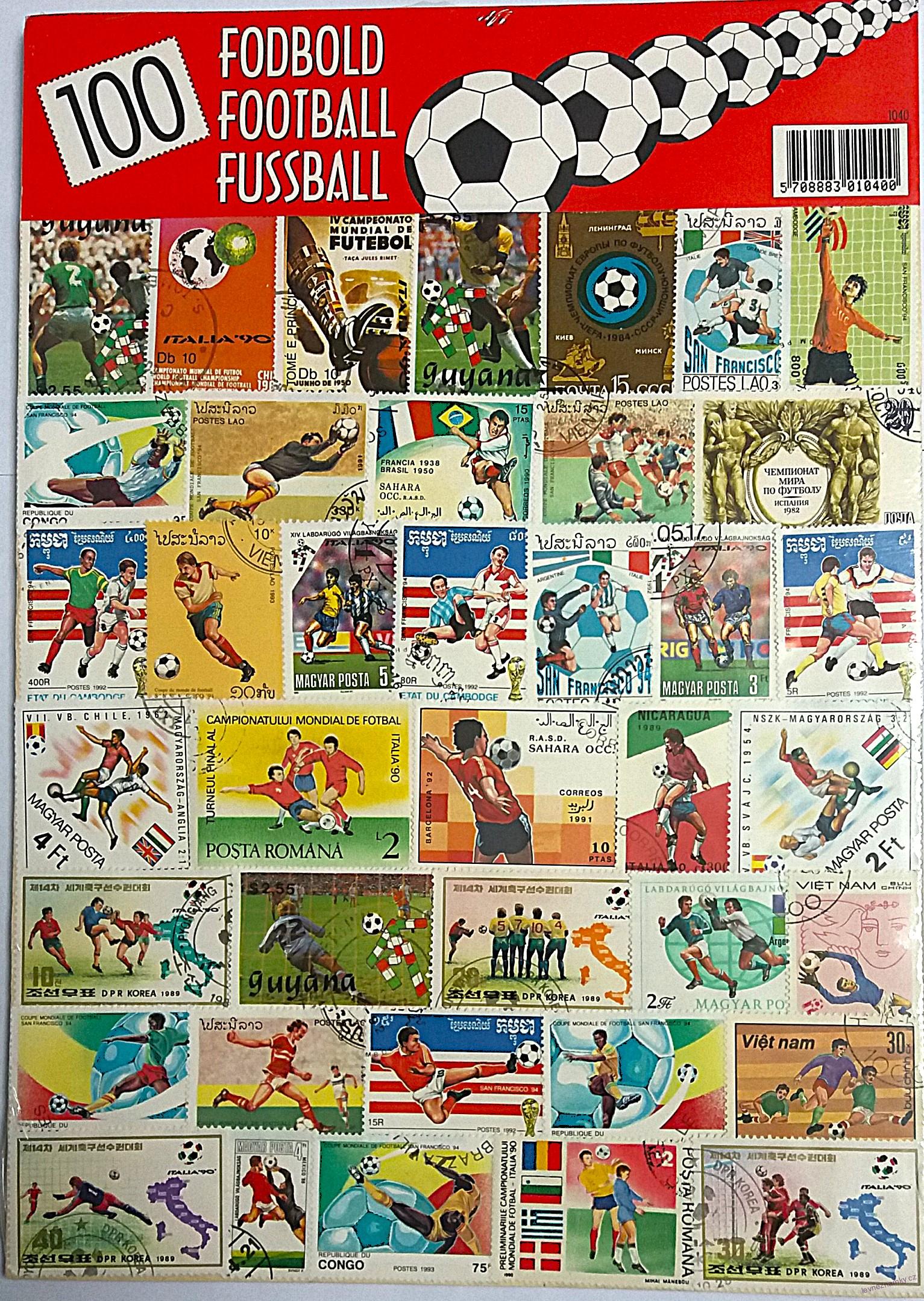 Balíček známek - fotbal - 100 ks
