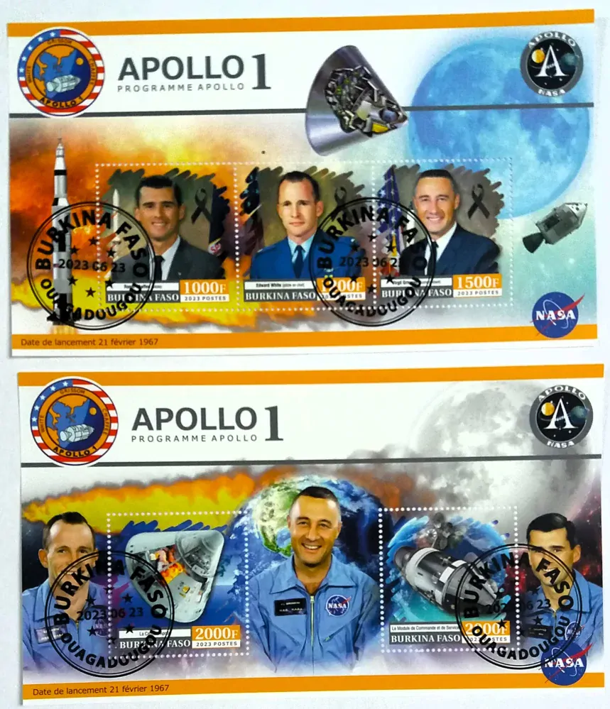 Sada aršíků Burkina Faso - kosmos, Apollo 1