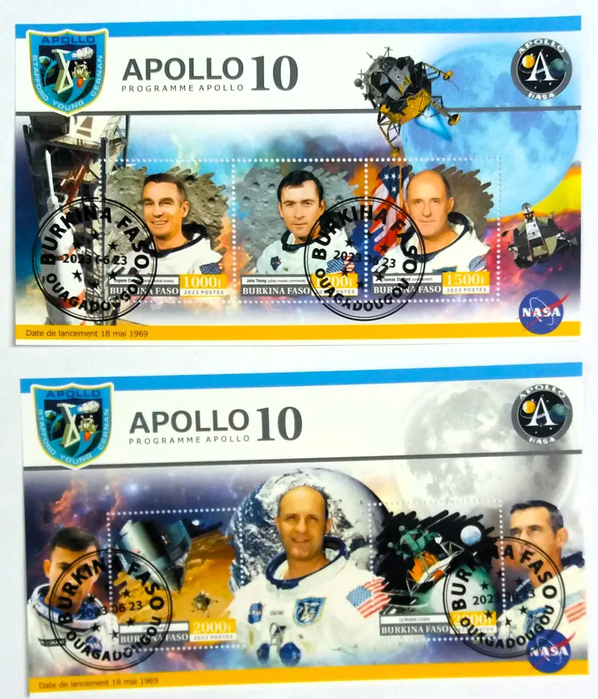 Sada aršíků Burkina Faso - kosmos, Apollo10