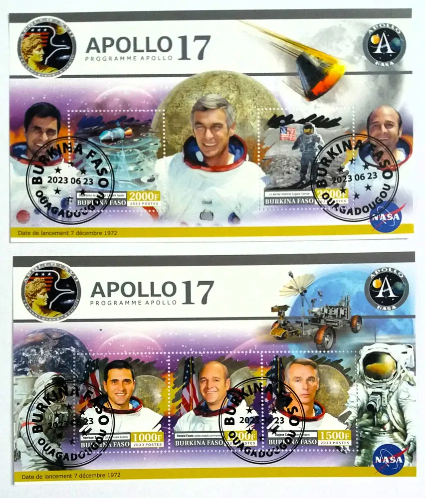 Sada aršíků Burkina Faso - kosmos, Apollo 17