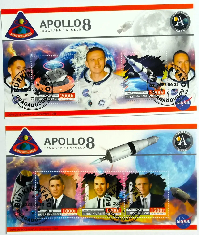 Sada aršíků Burkina Faso - kosmos, Apollo 8