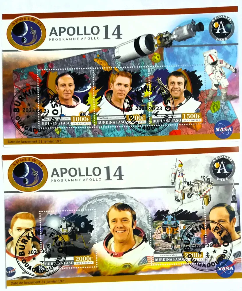 Sada aršíků Burkina Faso - kosmos, Apollo 14