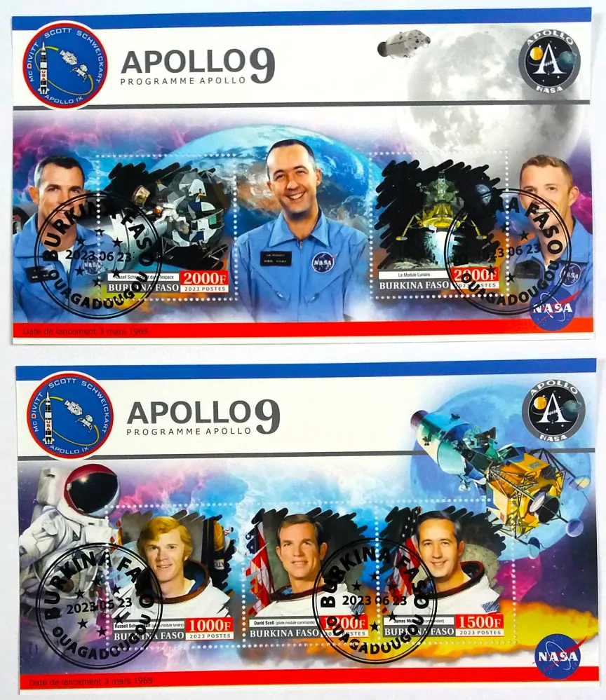 Sada aršíků Burkina Faso - kosmos, Apollo 9