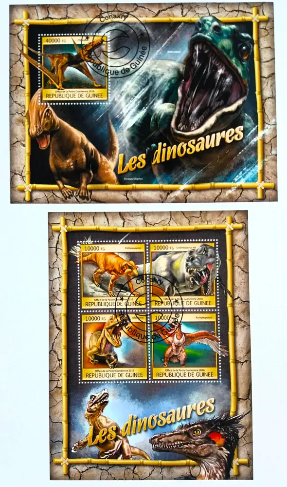 Sada aršíků Republique de Guinee - dinosauři