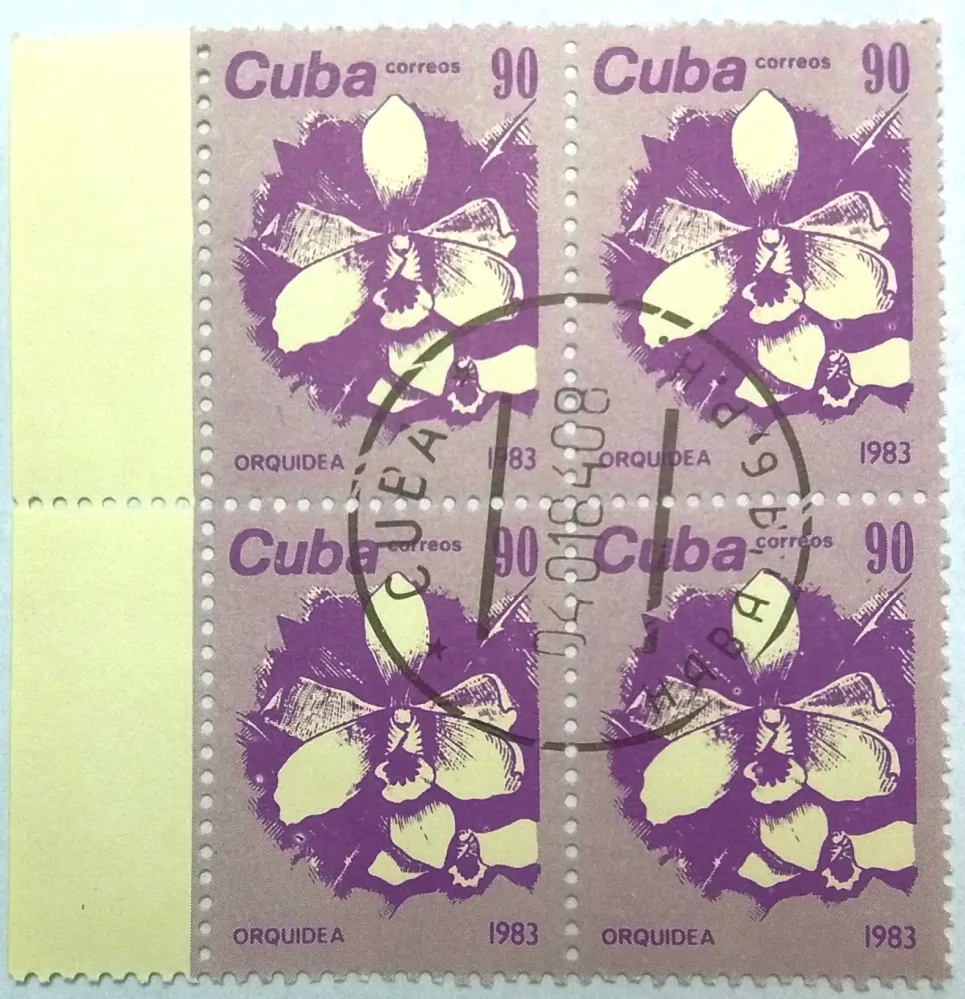 Čtyřblok známek Cuba, razítko - květiny