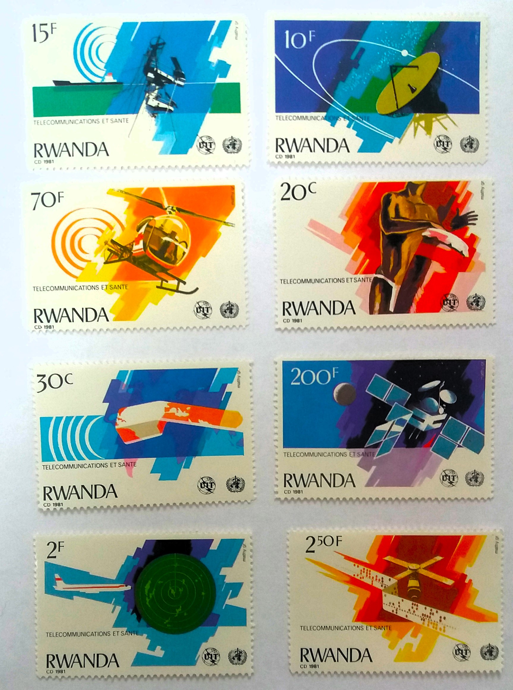 Sestava známek Rwanda - kosmos, letectví