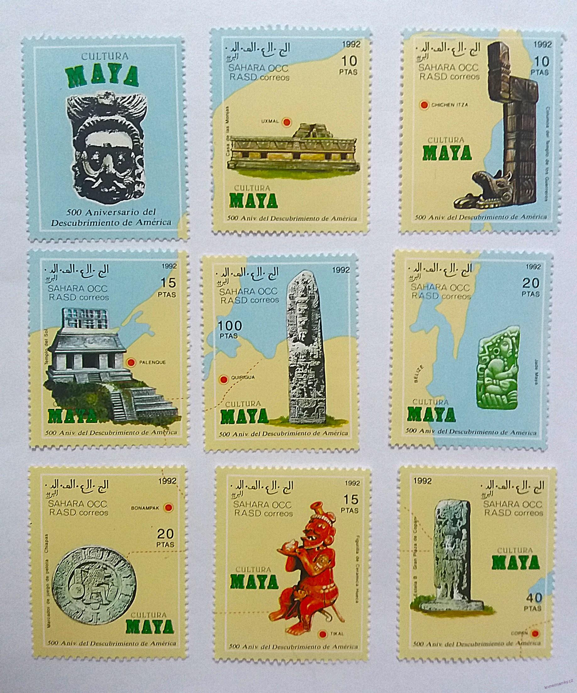 Sestava známek - Sahara - Mayská kultura - čisté