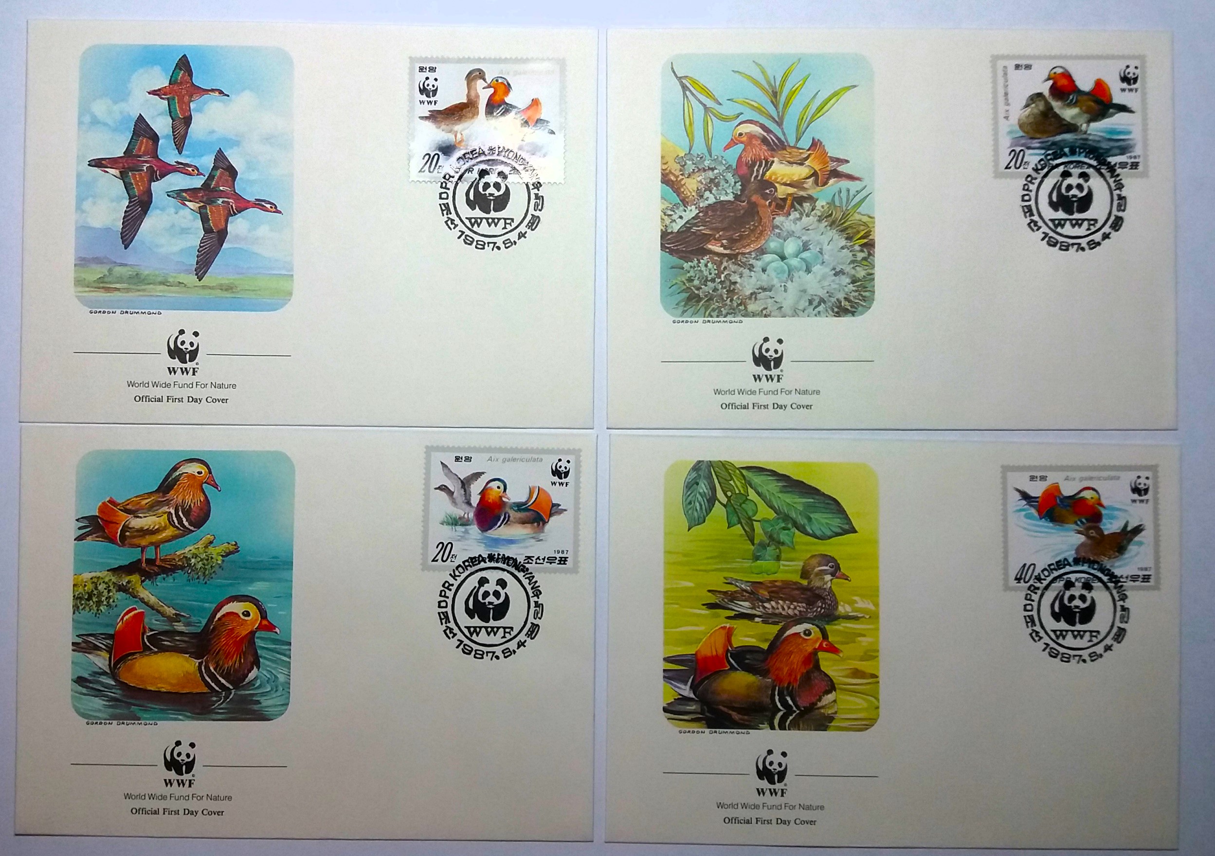 Sada FDC Korea - ptáci WWF