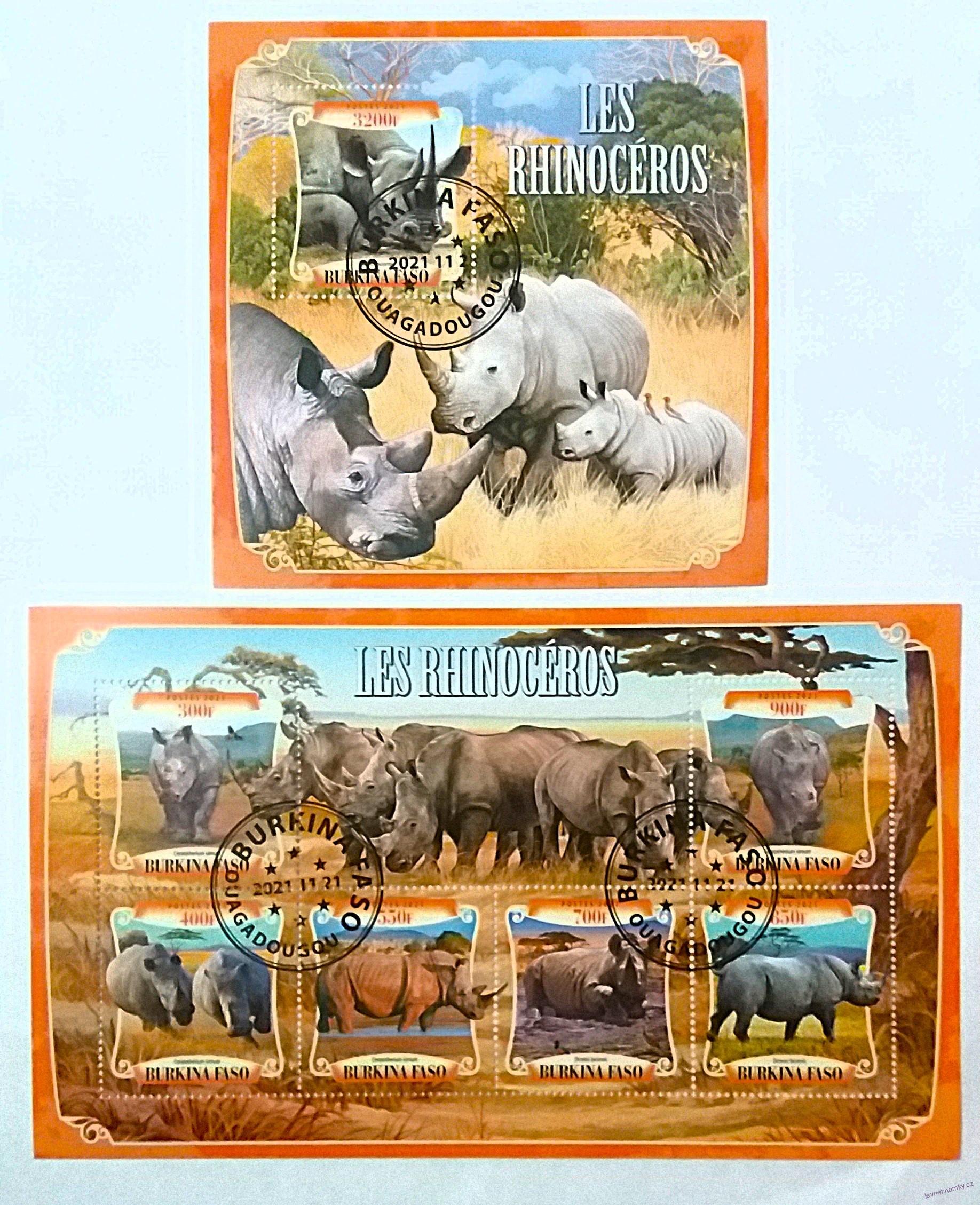 Sada aršíků Burkina Faso - nosorožci