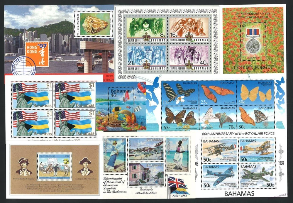 Aršíky známek - Bahamy 1981 - 2012 - 20 ks - čisté