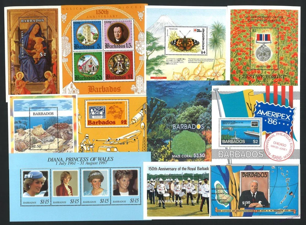 Aršíky známek - Barbados 1980 - 2005 - 20 ks - čisté