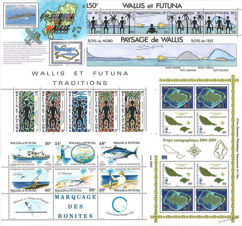 Aršíky známek - Wallis a Futuna - 1991-2013 - 20 ks - čisté