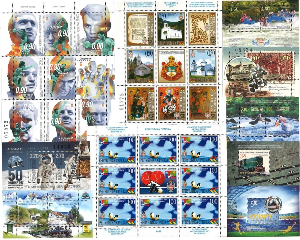 Aršíky známek - Srbsko - 1999-2006 - 20 ks - čisté